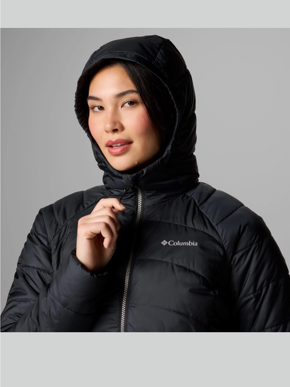 Columbia Black Long Puffer Jacket with Hood - Picture 3 of 7